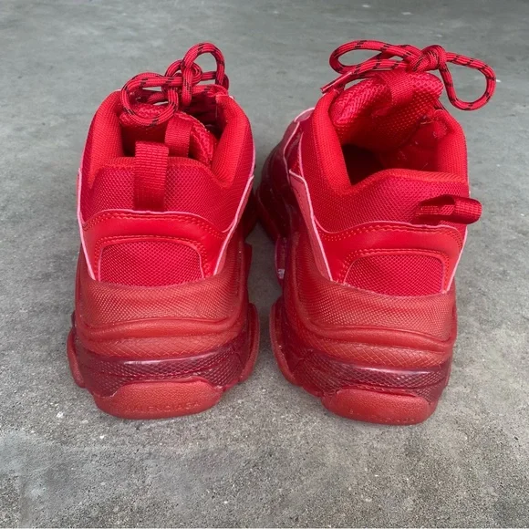 Balenciaga Triple S Clear Sole Sneakers in Red sz 5 (38)